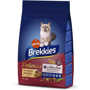 3kg Delicious Brekkies, poulet, dinde & légumes - Croquettes pour chat pas cher