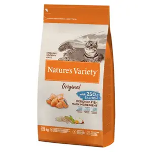 Comparateur de prix : 1,25kg Nature's Variety Original Sterilised saumon - Croquettes pour chat