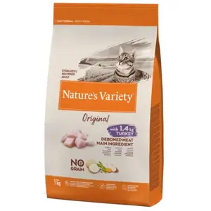 Nature´s variety orignal sans grain dinde stérilisée chat adulte 7kg