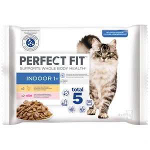 4x85g Indoor 1+, lot mixte poulet, saumon Perfect Fit nourriture humide pour chatVendu parzooplus