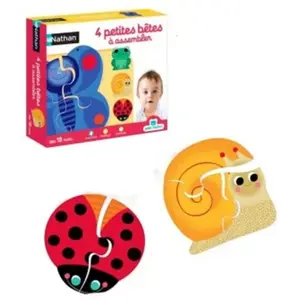 Puzzle - NATHAN - 4 Petites Bêtes à Assembler - Enfant - Mixte - 18 mois pas cher