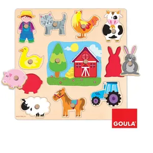 Comparateur de prix : Jumbo Encastrement 12 pièces en bois : Puzzle silhouettes ferme