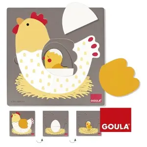 Comparateur de prix : Jumbo Encastrement 7 pièces en bois : Puzzle 3 niveaux poule