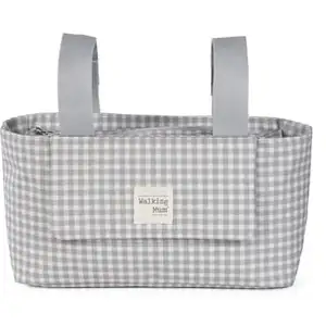 Walking Mum Sac à poussette I love vichy gris pas cher