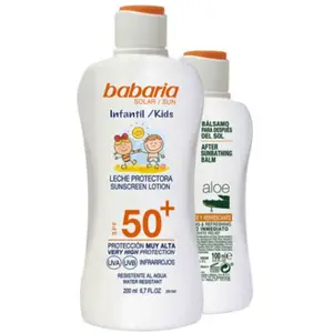 Comparateur de prix : BABARIA Solar Enfant SPF50+ Lait Solaire - Protection Très Haute Lot de 2 TU