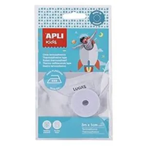 APLI Ruban Vinyle Thermoadhésif pour Vêtements 10mm x 3m Blanc