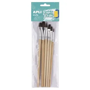 Comparateur de prix : Apli kids 17463 - Blister de 6 pinceaux en bois pointes assorties