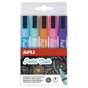 5 marqueurs craie liquide Chalk Liquid Apli couleurs pastels pas cher