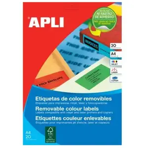 Etiquettes blanches enlevables coins arrondis multi-usage APLI 18309 6... pas cher