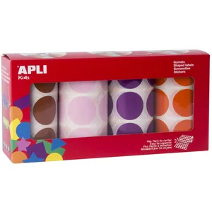 Comparateur de prix : APLI Kids Pack 4 rouleaux Gommettes XL Rond MAR/RO/MA/OR