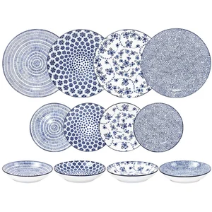 Comparateur de prix : IBILI - Service de table 12 pièces Armonia bleu, assiettes en porcelaine pour 4 personnes