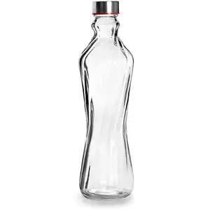 Ibili - Bouteille Texture Lignes Verticales, 1 L, Verre, Réutilisable pas cher