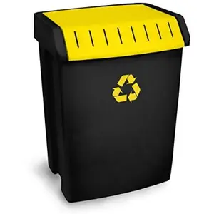 Comparateur de prix : Tatay 1102302 poubelle de recyclage 50 l plastique noir/jaune 40 x 33,5 x 57,5 cm