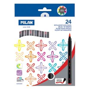 Milan 61264 Boite de 24 feutres pointe pinceau couleurs assorties pas cher