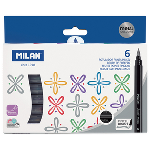 Comparateur de prix : MILAN Boîte 6 feutres pointe pinceau couleurs métallisées