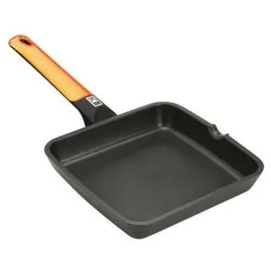 Poêle à griller en fonte d'aluminium lisse orange efficace BRA 28 cm