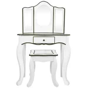 WOOMAX - Coiffeuse fille avec tabouret gris 63x29x100 cm pas cher