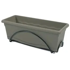 PLASTIKEN Jardinière 50x20 Cm + Plateau + Support balcon Collection TE... pas cher