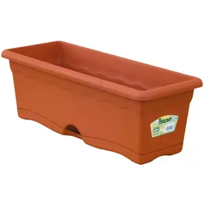 Plastiken - Jardinière Avec Plaque Intégrée Couleur Terracotta 50x20cm pas cher