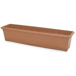 Comparateur de prix : PLASTIKEN Jardiniere rectangulaire Ø 80 X 20 cm avec plateau - Terracotta