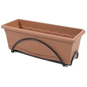 Comparateur de prix : PLASTIKEN Jardiniere 50x20cm avec plateau et support balcon - Terracotta