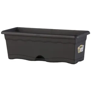 Comparateur de prix : PLASTIKEN jardiniere rectangulaire - 50 x 20 cm avec plateau - anthracite