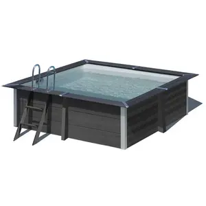 Tuinland Piscine hors sol composite gris carrée Gré 3,26 x 3,26 x h.0,96 m pas cher