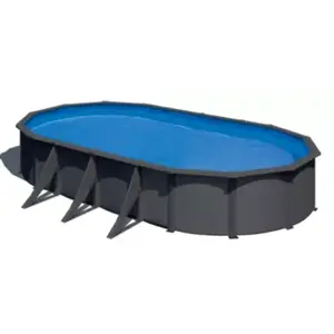 Comparateur de prix : GRE Piscine ovale acier 7,44m x 3,99m x H.1,22m - Gris anthracite