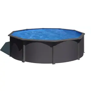 GRE Piscine ronde à filtration à sable - Acier - Anthracite - 4.80x1.22m pas cher