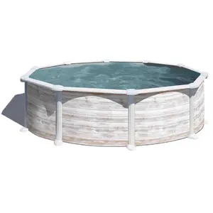 GRE Piscine hors sol acier aspect bois Gré Groenland ø3,70 x h.1,32 m pas cher