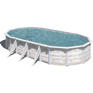 Gre Pools Piscine hors sol acier aspect bois Gré Finlande 7,44 x 3,99 x h.1,22 m