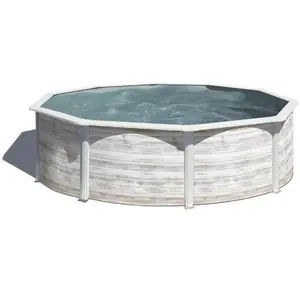 Comparateur de prix : GRE - Piscine ronde acier Ø3,70m x h: 1,22m - Imitation bois Nordique