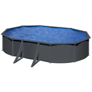 GRE Piscine acier Gré ovale Louko 6,34 x 3,99 x H.122 cm - Filtre à sable pas cher
