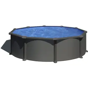 Comparateur de prix : GRE Kit piscine hors sol ronde Ø 4.80 m x h.1.22 m - acier gris anthracite