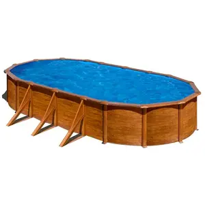 Gre Piscine acier aspect bois Gré Pacific ovale 7,44 x 3,99 x 1,22 m - Gré pas cher