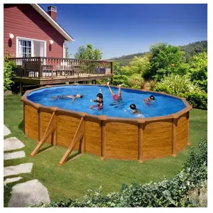 Comparateur de prix : GRE Piscine acier aspect bois Gré Pacific ovale 6,34 x 3,99 x 1,22 m - Gré