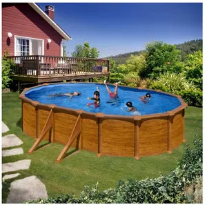 Gre Pools Piscine Hors-sol En Bois Acier Mauritius 500 x 300 x 132 cm pas cher