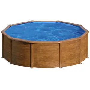 Comparateur de prix : Kit piscine hors-sol sicilia acier aspect bois ronde Ø300 x h120 cm GRE