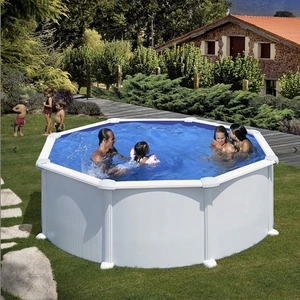 GRE Kit piscine hors-sol atlantis acier blanc ronde 350 x h132 cm