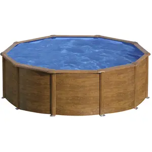 Comparateur de prix : Kit piscine hors-sol pacific acier décor bois ronde 460 x h120 cm GRE