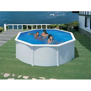 GRE Piscine hors sol acier ronde - Blanche - 3,70 x 1,22 m - FIDJI pas cher