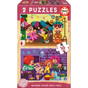 Educa Puzzle en bois 2x16 Fête Déguisements pas cher