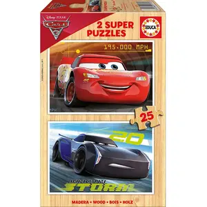 2 Puzzles en Bois - Cars 25 Pièces Educa pas cher