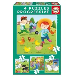 Educa PUZZLE PROGRESSIF ANIMAUX DE LA FERME (6-9-12-16 PCS) pas cher