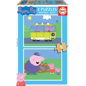 Educa Puzzle de 2 x 9 pièces en bois Peppa Pig TU pas cher