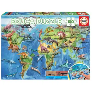 Puzzle Mappemonde Dinosaures - EDUCA - 150 pièces - Pour Enfant de 7 ans et plus