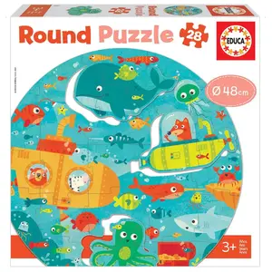Puzzle rond sous la mer 28 pcs - EDUCA - Pièces grandes et faciles à manipuler pas cher