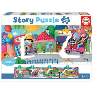 Educa Puzzle panoramique 26 pièces : Story Puzzle : Véhicules citadins