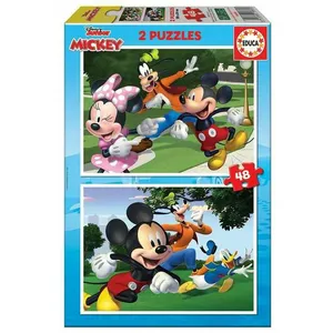 Educa Ensemble de 2 puzzles Mickey et ses amis - 48 pièces chacun - Neuf pas cher