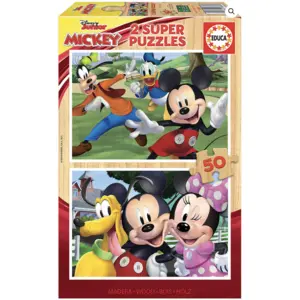 Comparateur de prix : Puzzles en bois 2 x 50 pièces : Mickey et ses amis Educa-18880